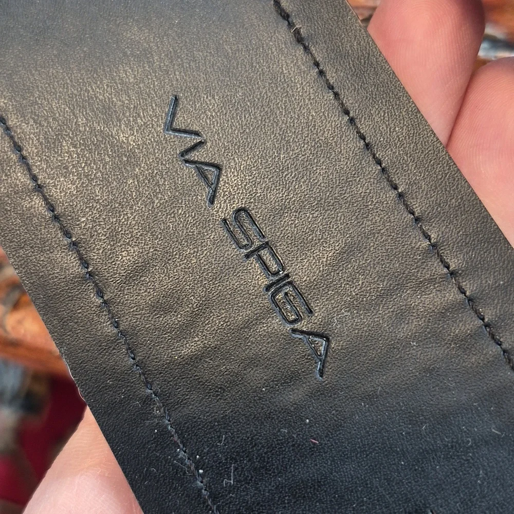 VIA SPIGA Vintage 90s Distressed Leather Wide Belt Medium Brown - Picture 5 of 7